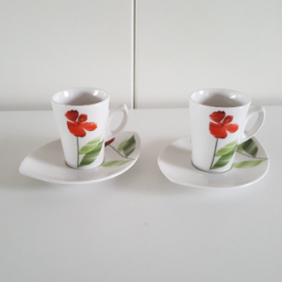 Espresso cup and saucers